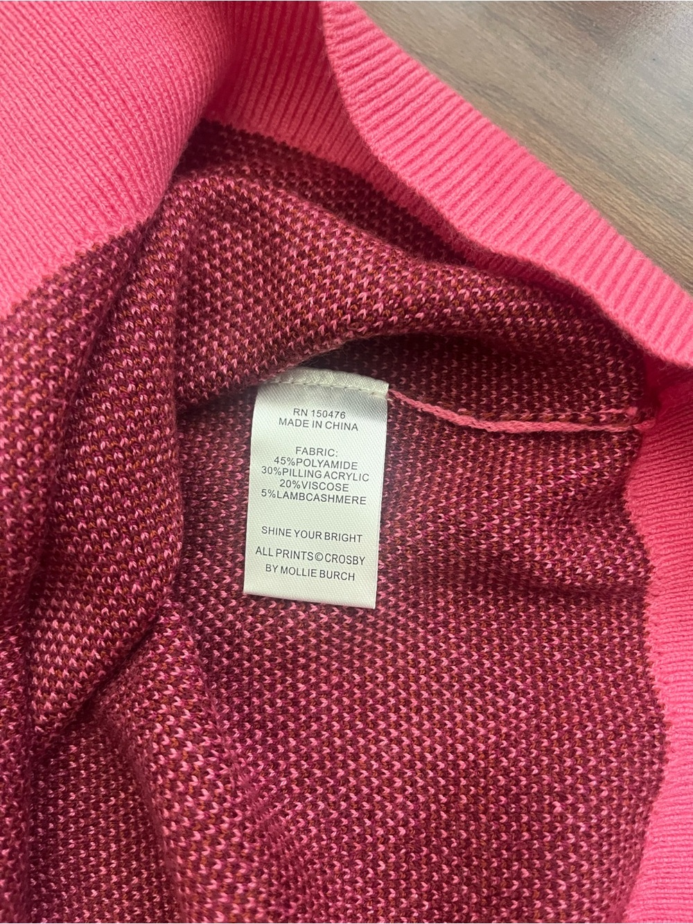 CROSBY by Mollie Burch Bright Pink Floral Jacquard Crewneck Sweater - Picture 4 of 7